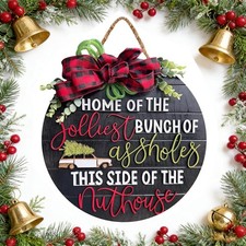 Christmas Door Sign for Christmas Decorations Wooden Hanging Wreaths Door Decor