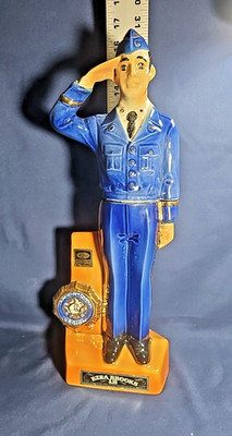 Decanter American Legion Soldier Ezra Brooks Whiskey Bottle 1972 Empty 24k