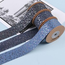 Laser Flower Pattern Denim Ribbon Handmade DIY Bow Gift Flower Packaging Decors