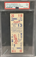 1958 Dodgers v. Giants -- Willie mays 15 total bases -- PSA 9 TICKET STUB