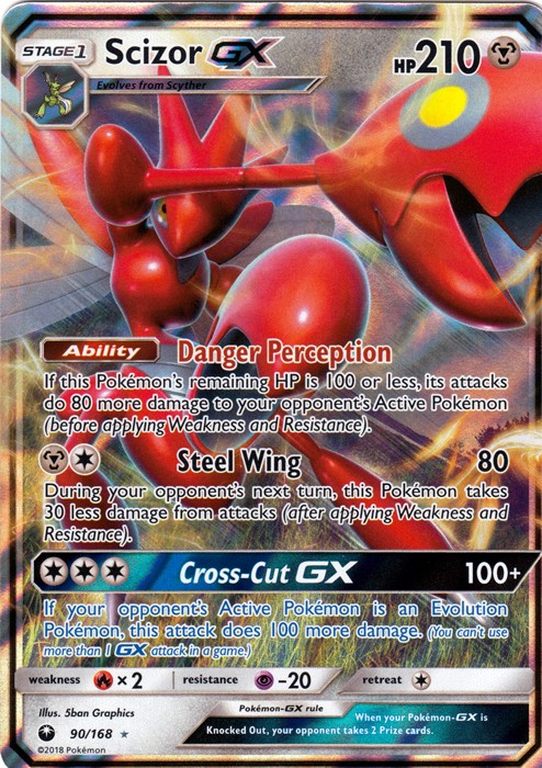 Moderately Played Scizor GX - 90/168 - Ultra Rare Pokemon Celestial Storm