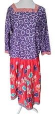 Gudrun Sjoden Organic Cotton & Silk Dress Floral Print Swedish Lagenlook Comfy