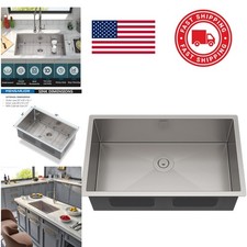 Brushed Stainless Steel Kitchen Sink 30 Inch by 18 Inch Deep Single Bowl Design
