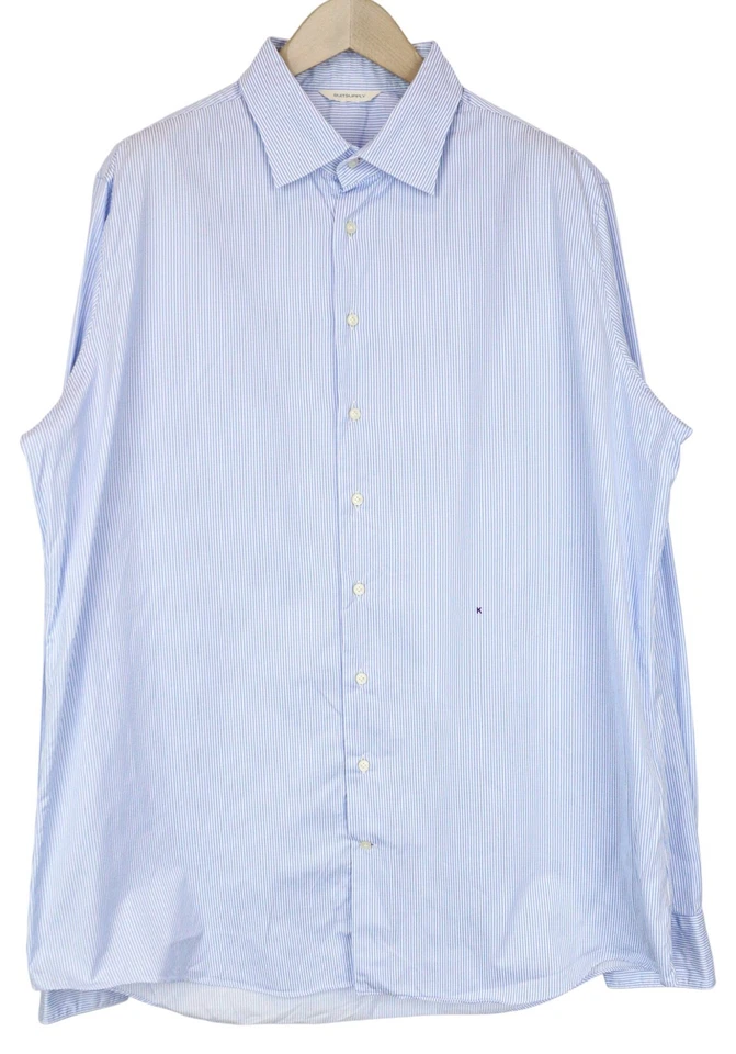 Suitsupply Chemise De Costume Pour Hommes ~2XL Bleu Rayé Slim Cutaway Bouton - Photo 1/4