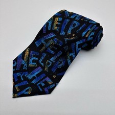 The Beatles Help Men  s Tie Blue Black 100 Silk 4 X 57 T108