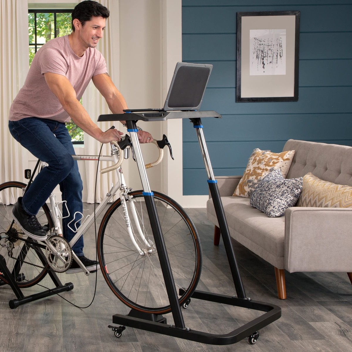 Indoor Cycling Desk Conquer Adjustable Height Cycling Trainer Bike
