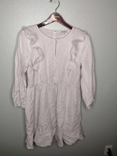 Madewell Ruffle Shoulder Mini Dress 4 Lavender Preppy Bohemian Boho Key Hole A34