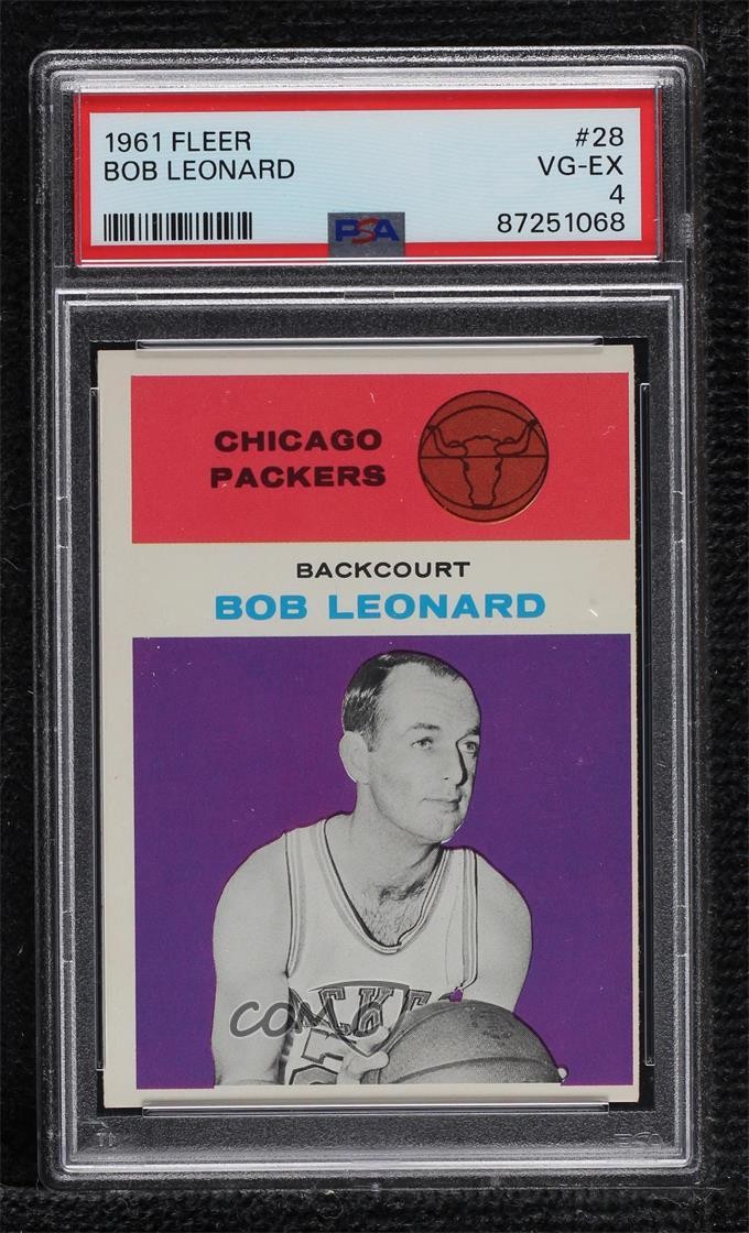 1961-62 Fleer Slick Leonard Bob Leonard #28 PSA 4 Rookie RC