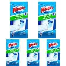 5 Packs Windex Outdoor All In One Glass Cleaning Tool Refill Pads -10 Pads Total