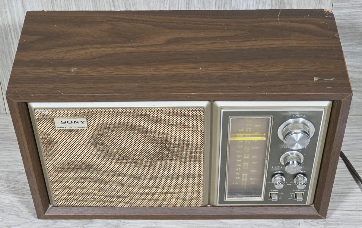 Sony ICF-9550W Radio AM/FM High Fidelity Sound 1970s VTG Real Wood