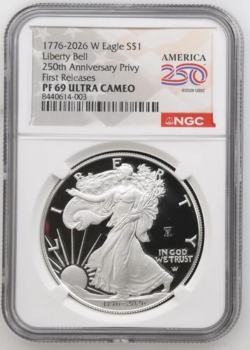 1776-2026-W Proof American Silver Eagle (NGC PF69UCAM, FR, America250 Label)