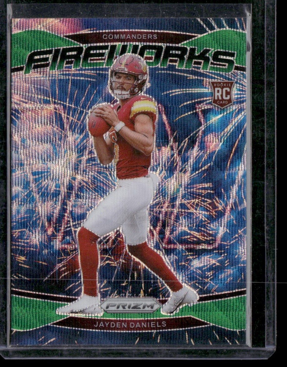 2024 Panini Prizm #24 Jayden Daniels Fireworks Green Wave Prizm