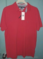 NWT Tommy Hilfiger Mens Polo Shirt Size Large Red Short Sleeve