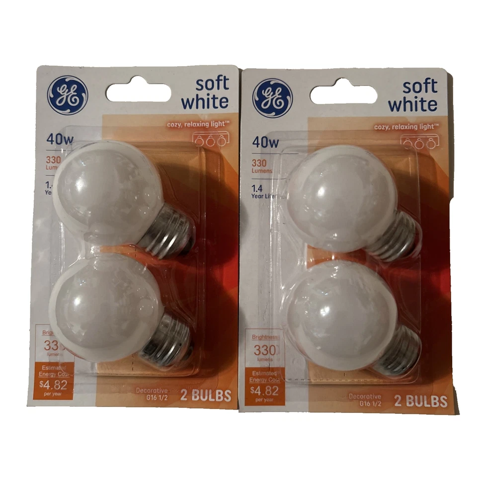 8 GE 40w Soft White G16 1/2 Shape Decorative Cozy Light Bulbs E26 Screw 31110 - Image 4 of 4
