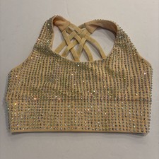 Peach XS Lioness Dance Costume Rhinestone Sports Bra Women  s