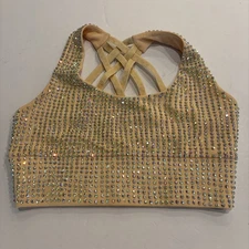 Peach XS Lioness Dance Costume Rhinestone Sports Bra Women’s