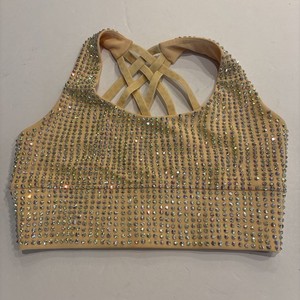 Peach XS Lioness Dance Costume Rhinestone Sports Bra Women’s