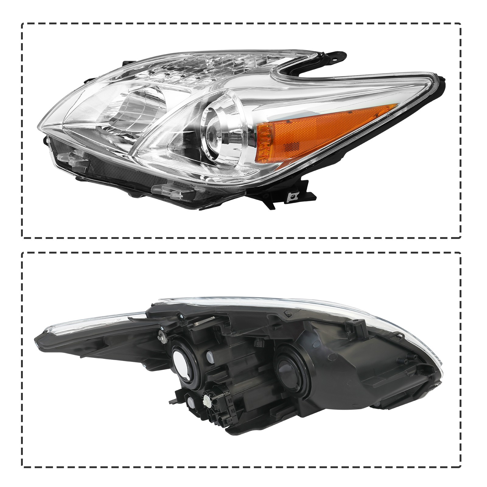 For 2010-2011 Toyota Prius Projector Headlights Halogen Headlamps Left & Right
