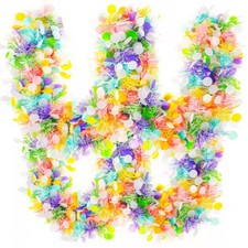 33ft Easter Tinsel Garland Colorful Egg Twist with Confetti Spring Hanging Decor