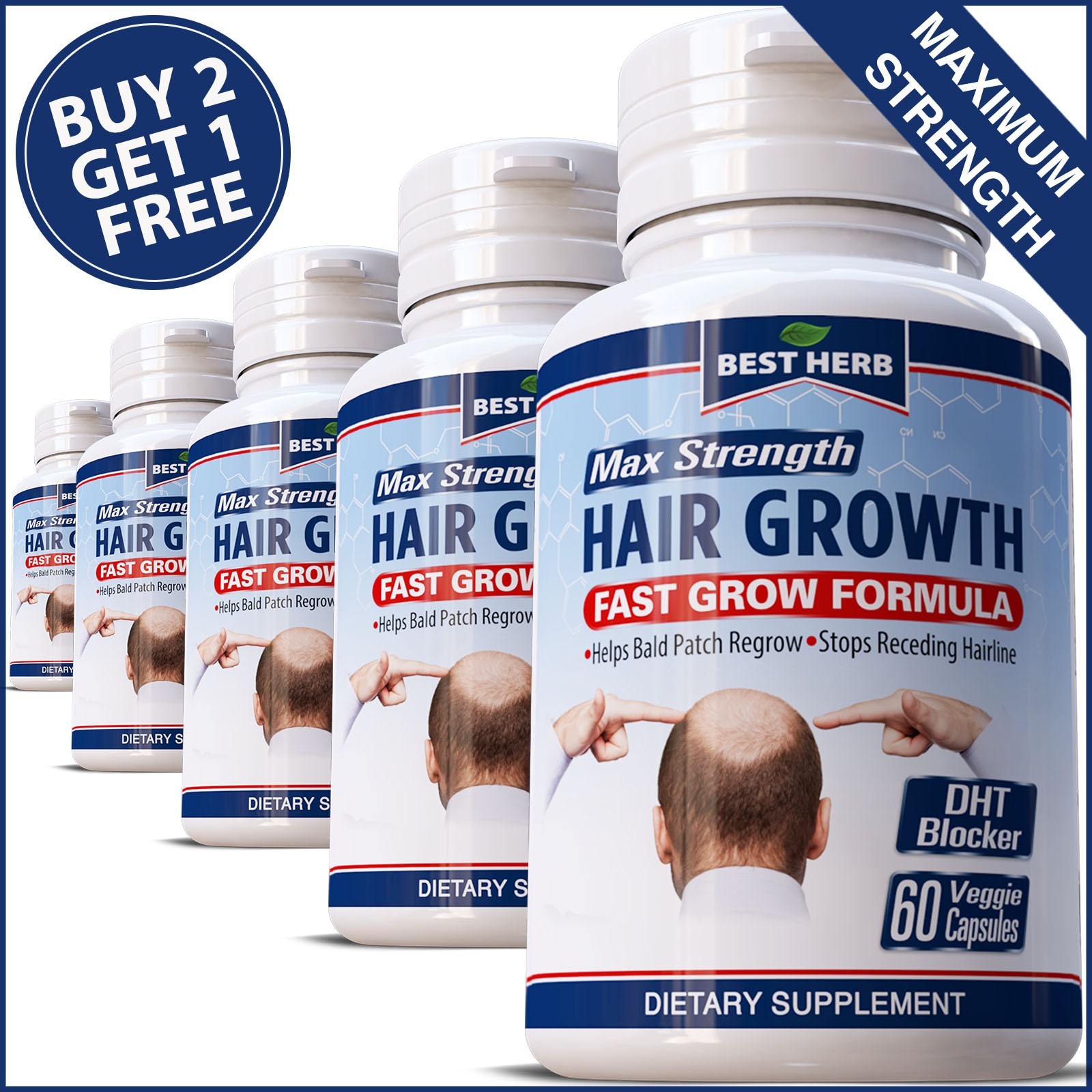DHT BLOCKER FAST HAIR GROWTH BALD LOSS GROW RECEDING HAIRLINE MEN PILLS CAPSULES
