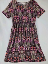 Honey & Lace California Apparel Windsor Dress Black Paisley Pattern Womens Sz XL