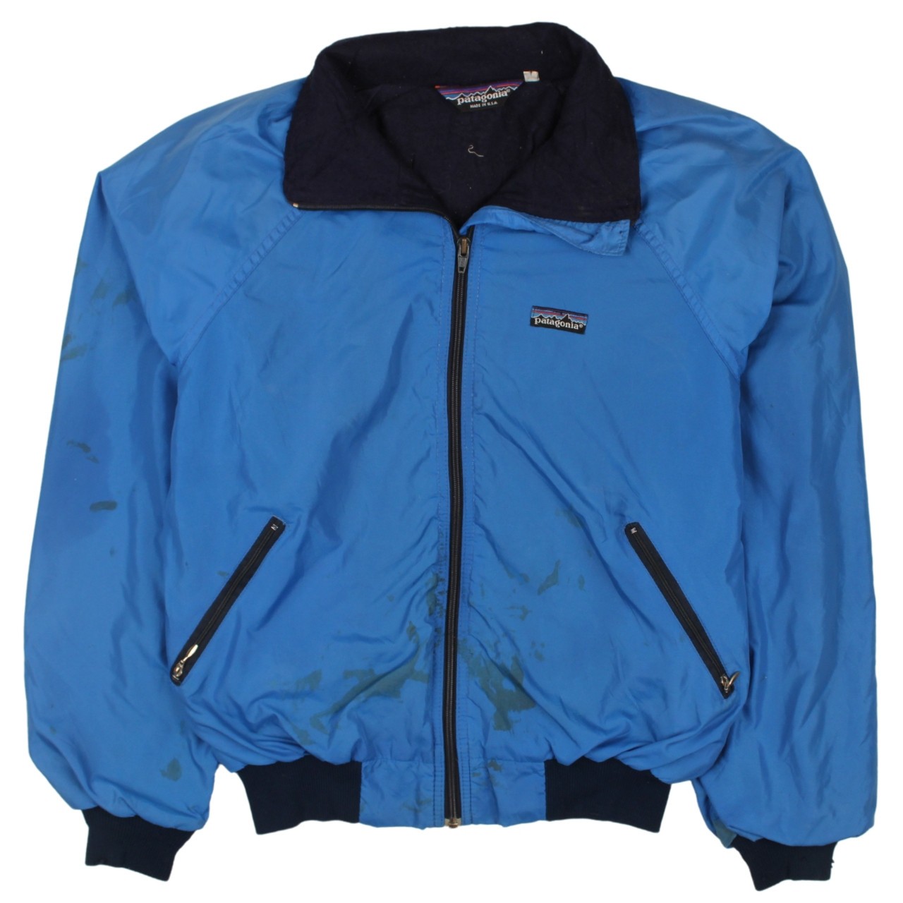 Patagonia Mens Windbreaker Jacket Blue Zip Front Nylon Lightweight Hiking M