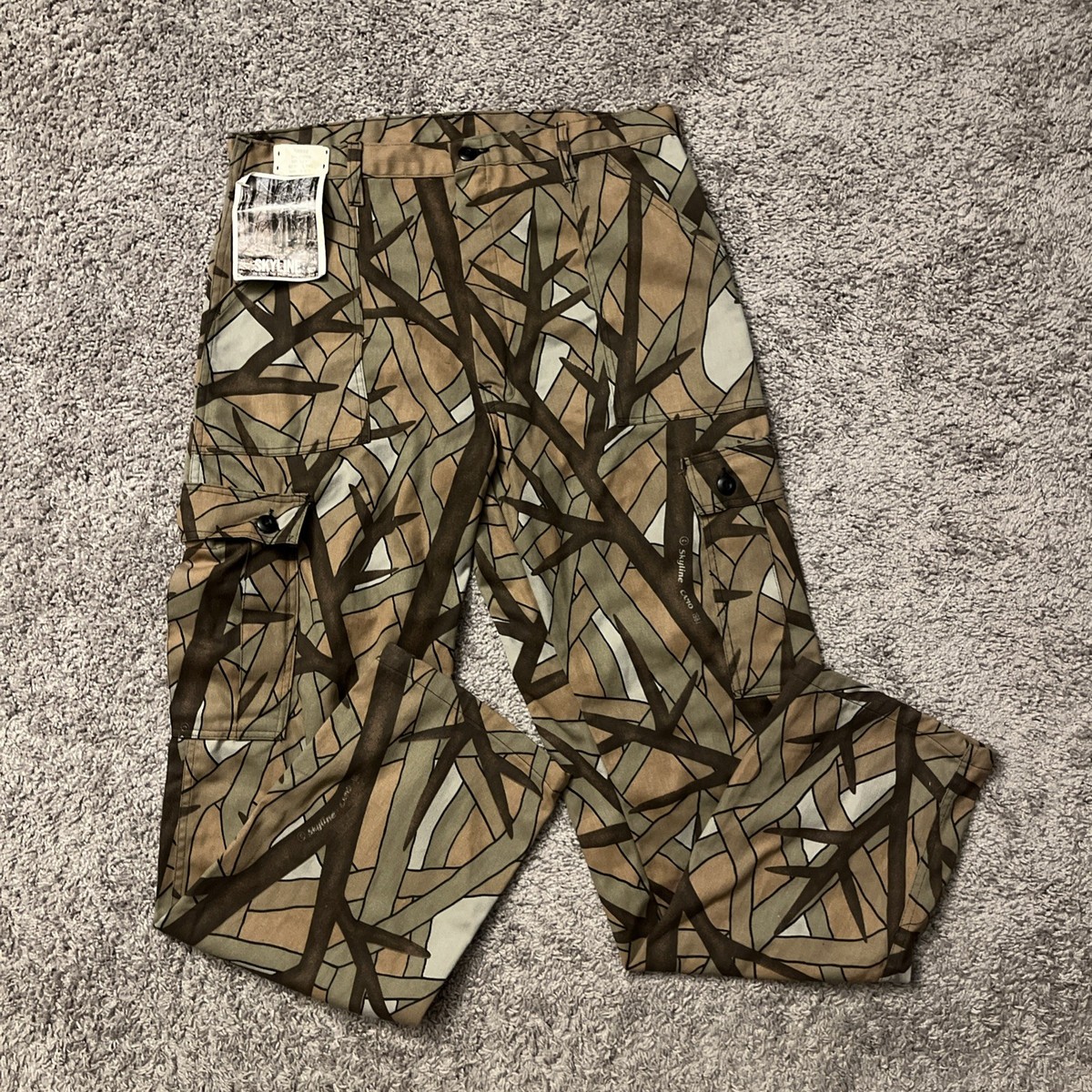 80s VINTAGE USA skyline camo スカイラインカモパンツ Vintage Skyline 1987 Camo Cargo Hunting Pants Mens Size Medium