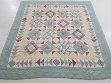 Vintage Feed Sack Beautiful Diamond Shape Broken Dishes Pattern Quilt 58x57 inch