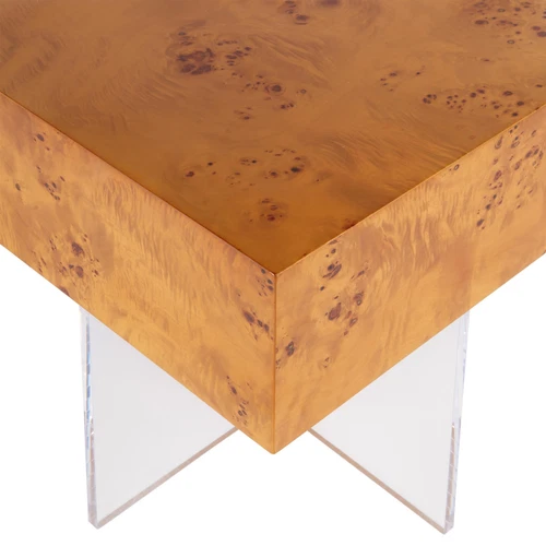 Corsica 20 in. W Square Wood and Acrylic Side Table - Brown/Clear - Picture 5 of 7