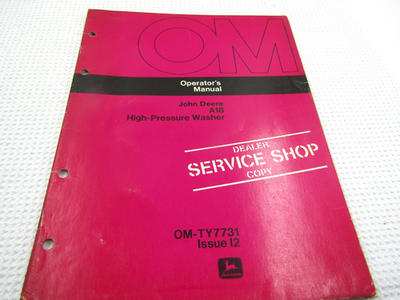 #ad John Deere A18 High Pressure Washer OM TY7731 Issue I2 Operators Manual $11.00
