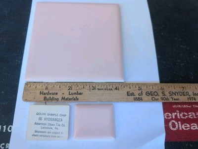1 pc American Olean Hydrangea #66 Vintage Ceramic Tile  4-1/4'' Square Matte Pink