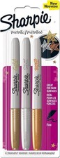 Fine Point Permanent Marker - Assorted Metallic Colours Pack of 3