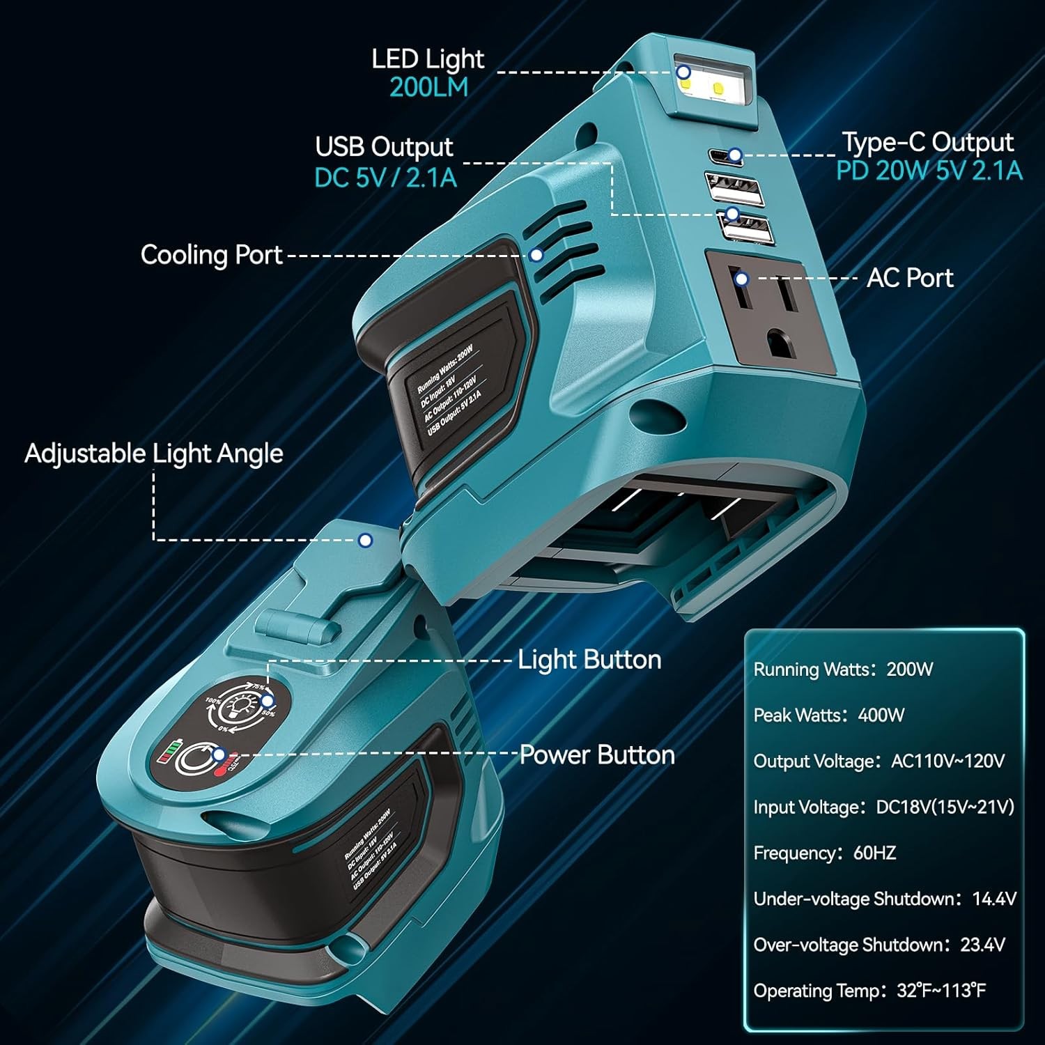 Power Inverter for Makita 18V Battery:  Portable Power Supply Inverter Convert -