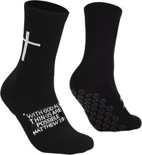Cross Grip Soccer Socks - Anti-Slip Grips Sports Sock with Bible for US 6-13
