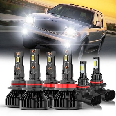 For Lincoln Aviator 2003-2005 LED Headlight High Low Beam Fog Light Bulbs Combo