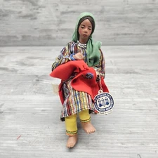 Vtg Wizo Home Industries Woman Sitting Doing Needlepoint Handmade Doll Israel