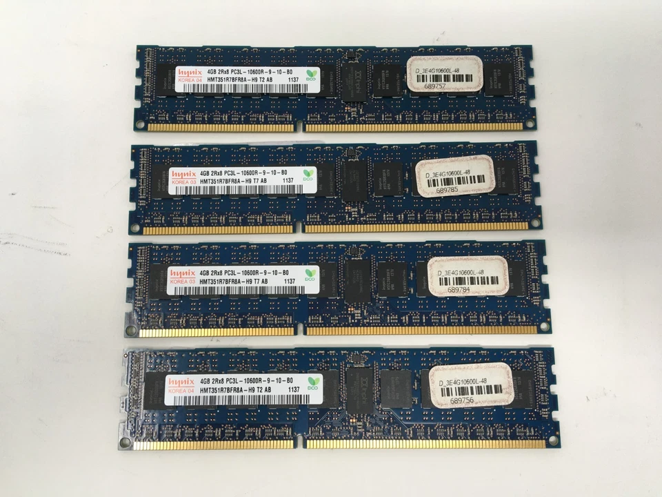 Hynix 4x4GB 2Rx8 PC3L-10600R-HMT351R7BFR8A-RDIMM ECC (SERVER RAM) - Image 2 of 4