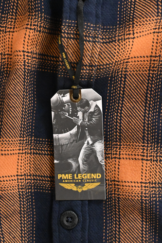 PME Legend Men's Shirt Black & Orange Woven Long Sleeve (S01) - Afbeelding 15 van 15
