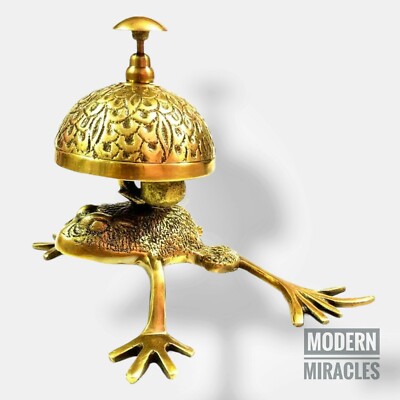 Antique Brass Frog Style Desk Bell Nautical Hotel Counter Reception Service Bell