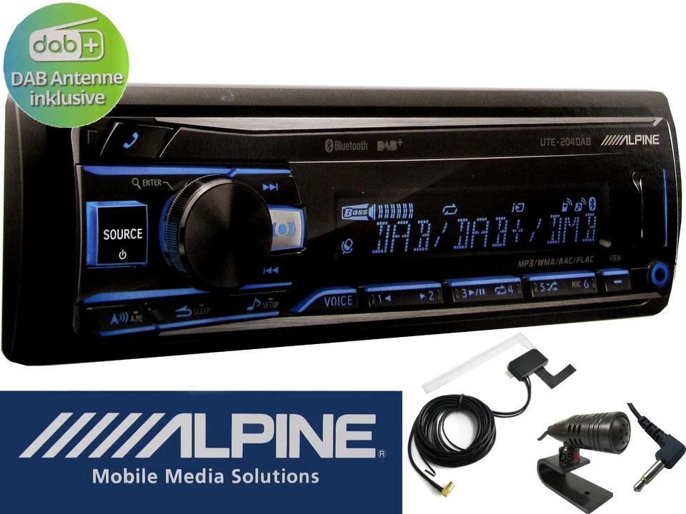 ALPINE UTE-204 USB Bluetooth Radio Digitalradio DAB+ Antenne inkl. für VW Golf 6 - Bild 3 von 4