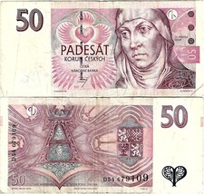Tschechien Banknote Schein 50 Korun esk&yacute;ch 1997 Prague P-17b SEHR SELTEN