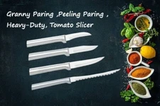 Rada 4 pc Set Granny Paring, Peeling Paring, Heavy Duty Paring and Tomato Slicer