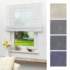 ab 13,40 € Raffrollo Leinen transparent Raffgardine Sichtschutz Faltenvorhang Ly
