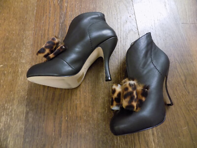 Vivienne Westwood Anglomania Black Leather Fur Bow Platform Vivienne Westwood Anglomania Black Leather Fur Bow Platform