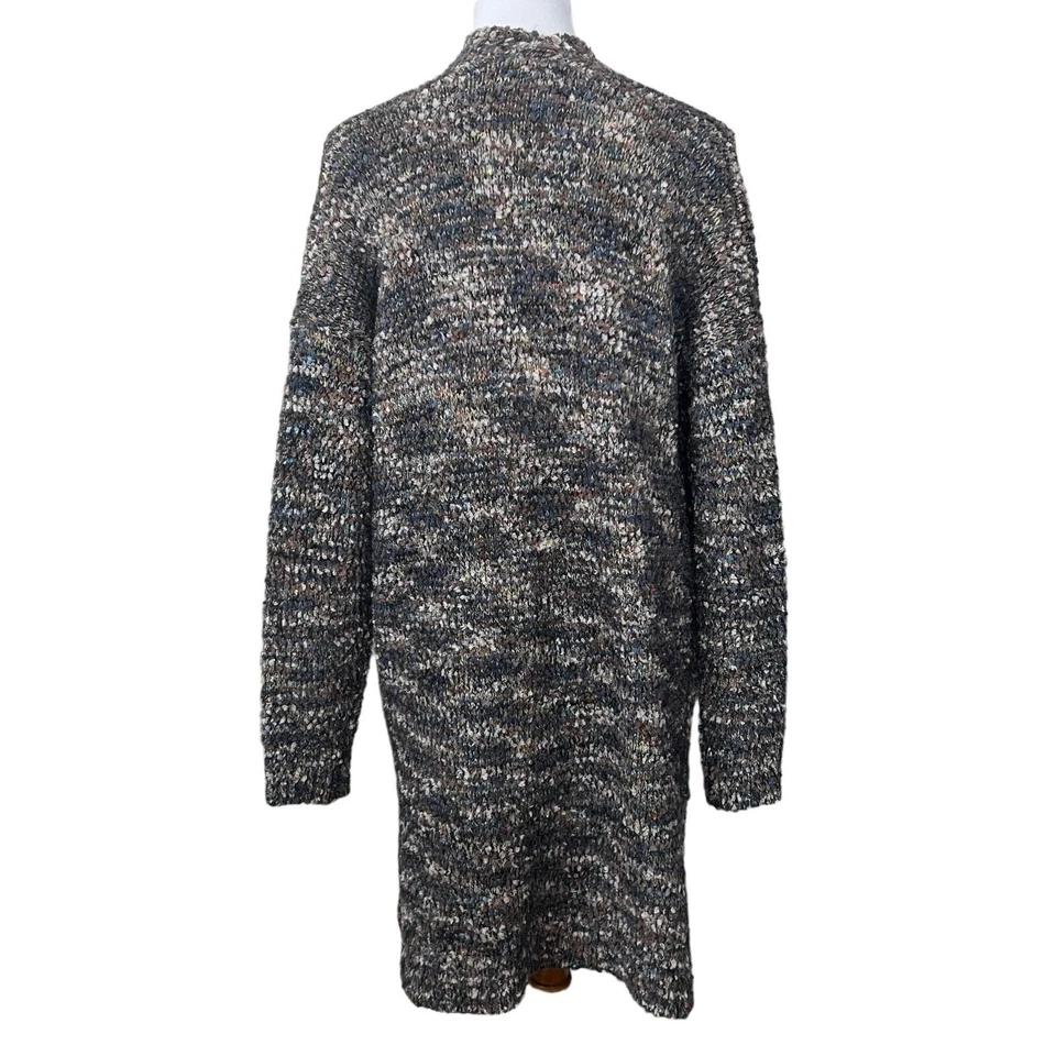 Mystree Anthropologie L Large Chunky Knit Open Front Cardigan Sweater Gray Grey - Image 3 of 4