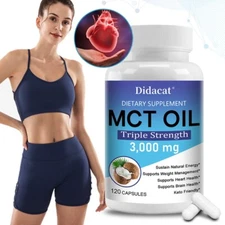 MCT Oil 3000mg serving, C8 C10 Weight Loss, Energy, Vegetarian Capsules