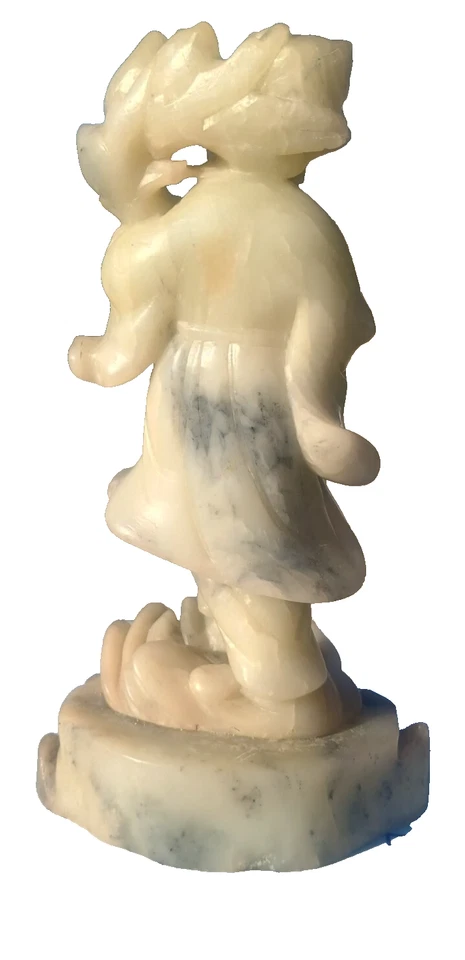 古董中国男子手工雕刻青瓷/白色玉雕像 1940 年代之前令人惊叹 — 第 4/4 张图片