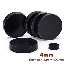 Black Solid Rubber Disc Discs Buffer - 4mm Thick - Round Rubber Pads Φ12mm-100mm