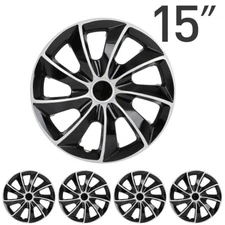 15" Set of 4 Universal Hub Caps Wheel Cover Kit Snap On For R15 Tire & Steel Rim