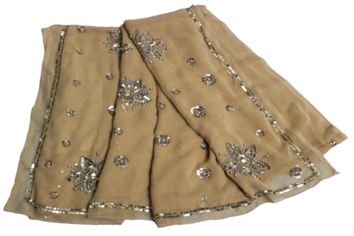 Vintage Saree indisches Nähkleid Damen Halstuch gebraucht bestickt Drape Sari Stoff - Bild 1 von 8